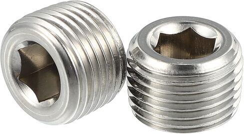 X AUTOHAUX 2 Pcs 1/2" NPT Male Thread Head Socket Pipe Plug Fitting Stainless Steel Car Male Plug Silver Tone in Saudi Arabia
