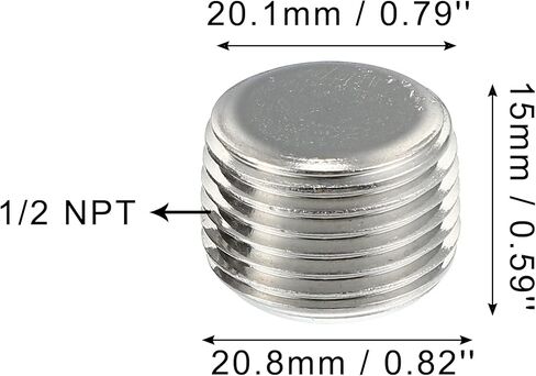 X AUTOHAUX 2 Pcs 1/2" NPT Male Thread Head Socket Pipe Plug Fitting Stainless Steel Car Male Plug Silver Tone in Saudi Arabia