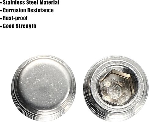 X AUTOHAUX 2 Pcs 1/2" NPT Male Thread Head Socket Pipe Plug Fitting Stainless Steel Car Male Plug Silver Tone in Saudi Arabia