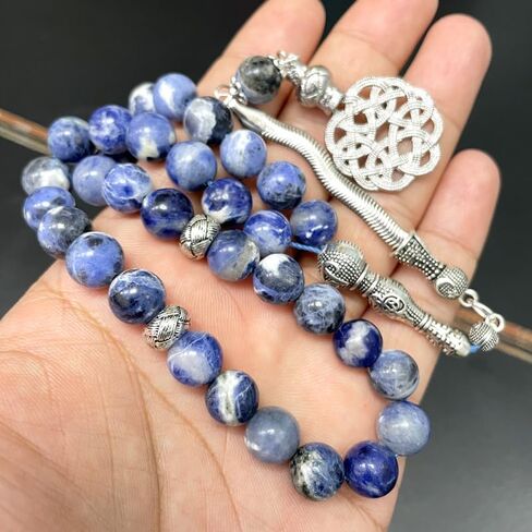 ALBASHAN Tasbih Natural Sodalite Bracelets Beaded Bracelet for Women Men Love Heart Blue Beads Stretch Healing Buddhist Prayer in Saudi Arabia