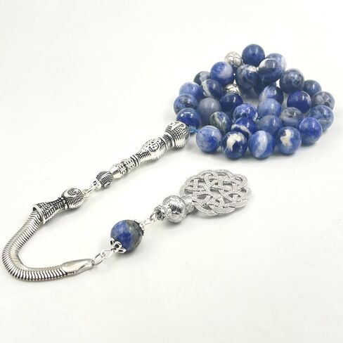 ALBASHAN Tasbih Natural Sodalite Bracelets Beaded Bracelet for Women Men Love Heart Blue Beads Stretch Healing Buddhist Prayer in Saudi Arabia