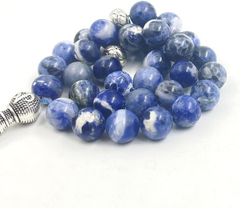 ALBASHAN Tasbih Natural Sodalite Bracelets Beaded Bracelet for Women Men Love Heart Blue Beads Stretch Healing Buddhist Prayer in Saudi Arabia