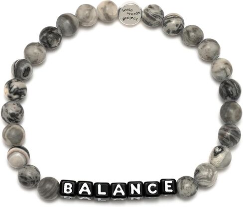 سوار توازن مشروع الكلمات الصغيرة، سوار الكلمة الأصلي، مصنوع من أحجار جاسبر بيكاسو وأجزاء نحاسية مطلية، تصميم يدوي ورسالة إيجابية in Kuwait