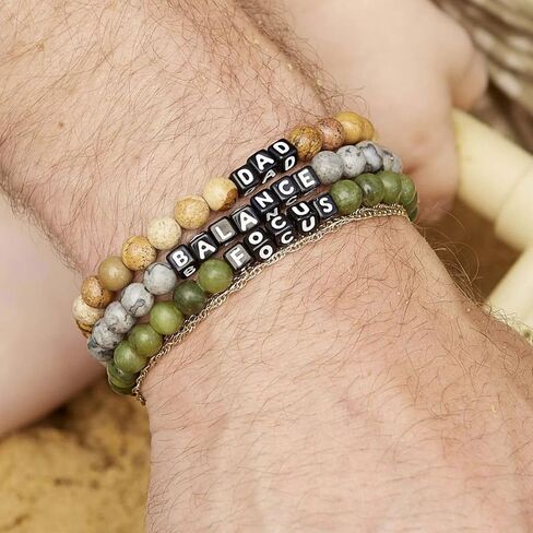 Little Words Project Balance Bracelet, The Original Word Bracelet, Made with Picasso Jasper Stones and Plated Brass Hardware, Handcrafted Design & Positive Message in Saudi Arabia