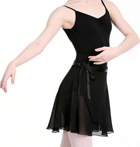 Ballet Skirt for Women, Ballet Wrap Skirt, Women's Wrap Skirts, Sheer Dance Costumes with Adjustable Waist tie, Gymnastics Ballets Skirts for Women Black in Saudi Arabia
