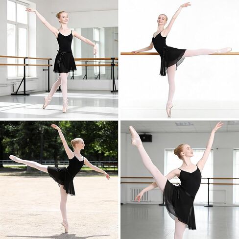 Ballet Skirt for Women, Ballet Wrap Skirt, Women's Wrap Skirts, Sheer Dance Costumes with Adjustable Waist tie, Gymnastics Ballets Skirts for Women Black in Saudi Arabia