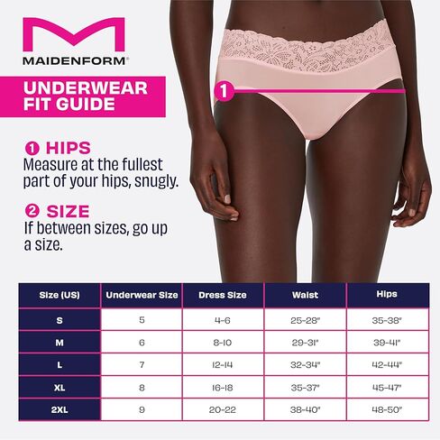 ملابس داخلية بيكيني للسيدات من Maidenform، 4 قطع، ملابس داخلية من الدانتيل، بيكيني صفيق، تغطية متوسطة الارتفاع in Kuwait