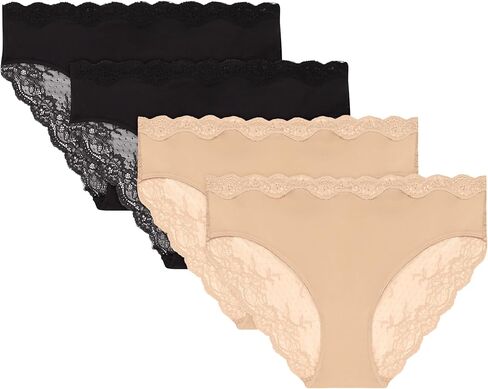 ملابس داخلية بيكيني للسيدات من Maidenform، 4 قطع، ملابس داخلية من الدانتيل، بيكيني صفيق، تغطية متوسطة الارتفاع in Kuwait