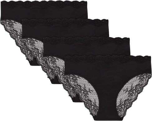 ملابس داخلية بيكيني للسيدات من Maidenform، 4 قطع، ملابس داخلية من الدانتيل، بيكيني صفيق، تغطية متوسطة الارتفاع in Kuwait