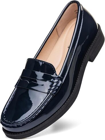 Women's Comfortable Leather Penny Loafers Slip On Business Casual Dress Shoes Lightweight Office Work Flats Everyday Walking Shoes for Women in Saudi Arabia