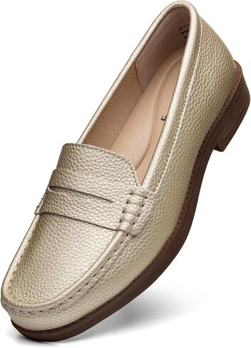 Women's Comfortable Leather Penny Loafers Slip On Business Casual Dress Shoes Lightweight Office Work Flats Everyday Walking Shoes for Women in Saudi Arabia