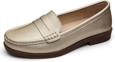 Women's Comfortable Leather Penny Loafers Slip On Business Casual Dress Shoes Lightweight Office Work Flats Everyday Walking Shoes for Women in Saudi Arabia