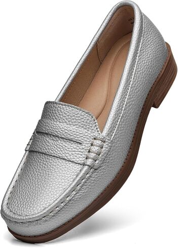 Women's Comfortable Leather Penny Loafers Slip On Business Casual Dress Shoes Lightweight Office Work Flats Everyday Walking Shoes for Women in Saudi Arabia