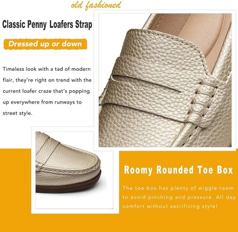 Women's Comfortable Leather Penny Loafers Slip On Business Casual Dress Shoes Lightweight Office Work Flats Everyday Walking Shoes for Women in Saudi Arabia