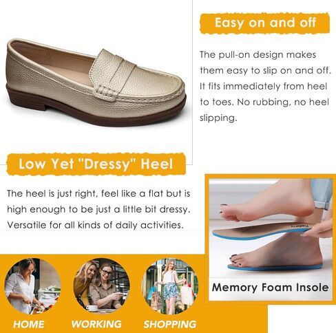 Women's Comfortable Leather Penny Loafers Slip On Business Casual Dress Shoes Lightweight Office Work Flats Everyday Walking Shoes for Women in Saudi Arabia