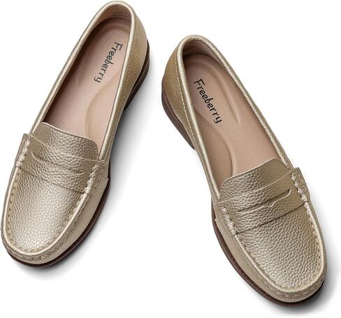 Women's Comfortable Leather Penny Loafers Slip On Business Casual Dress Shoes Lightweight Office Work Flats Everyday Walking Shoes for Women in Saudi Arabia