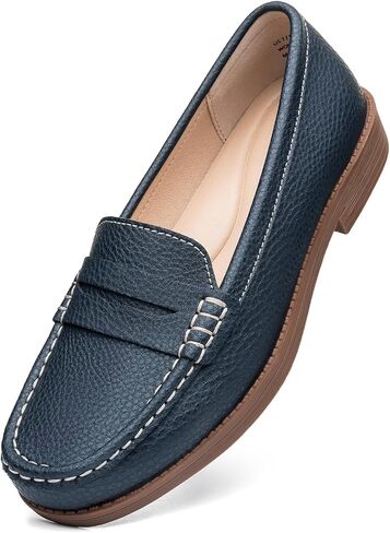 Women's Comfortable Leather Penny Loafers Slip On Business Casual Dress Shoes Lightweight Office Work Flats Everyday Walking Shoes for Women in Saudi Arabia