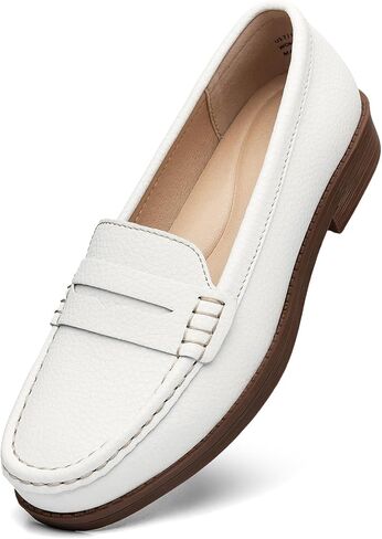 Women's Comfortable Leather Penny Loafers Slip On Business Casual Dress Shoes Lightweight Office Work Flats Everyday Walking Shoes for Women in Saudi Arabia
