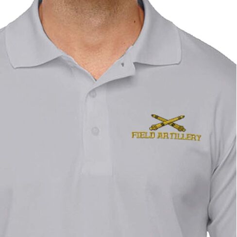 Performance Golf Tees Us Army Field Artillery A Embroidery Polyester Short Sleeves Polo Shirts for Men Platinum Large in Saudi Arabia