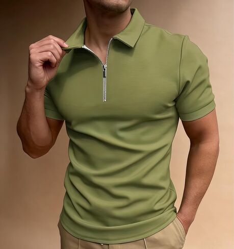 Mens Polo Shirt Short Sleeve Collared Tee Casual Slim Fit Golf Shirt Business Casual Top Wear for Outdoor and Daily Wear in Saudi Arabia