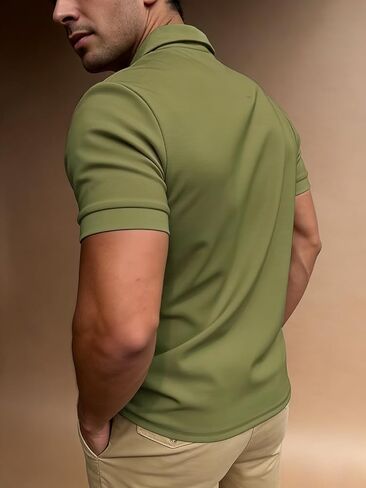 Mens Polo Shirt Short Sleeve Collared Tee Casual Slim Fit Golf Shirt Business Casual Top Wear for Outdoor and Daily Wear in Saudi Arabia