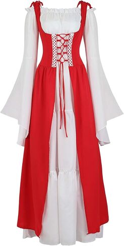 Grebrafan Women Renaissance Costumes Gothic Gown Chemise Peasant Medieval Long Dress in Saudi Arabia