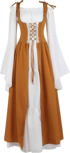 Grebrafan Women Renaissance Costumes Gothic Gown Chemise Peasant Medieval Long Dress in Saudi Arabia