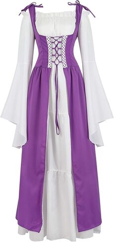 Grebrafan Women Renaissance Costumes Gothic Gown Chemise Peasant Medieval Long Dress in Saudi Arabia