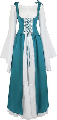 Grebrafan Women Renaissance Costumes Gothic Gown Chemise Peasant Medieval Long Dress in Saudi Arabia