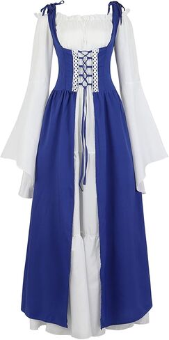 Grebrafan Women Renaissance Costumes Gothic Gown Chemise Peasant Medieval Long Dress in Saudi Arabia