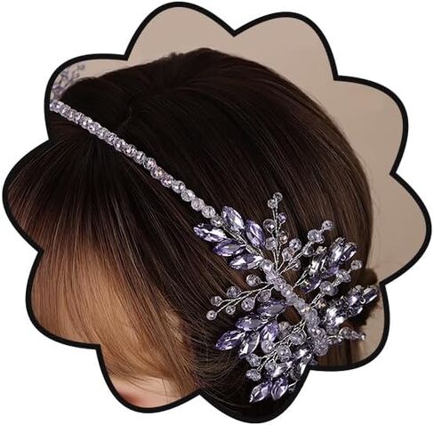 Handmade Crystal Headpiece Wedding Bridal Tiara Silver Crown for Banquet Prom Halloween in Saudi Arabia