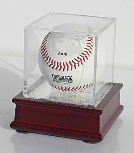 DisplayGifts Baseball Display Case Wooden Stand Lacrosse Ball Holder- Pro Graded UV Protection Cube for a Home Run or Autographed Ball, Black Stand in Saudi Arabia