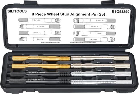 BILITOOLS 8 Piece Master Wheel Hanger Alignment Pin Set, Carbon Steel Wheel Stud Pilot Pins for Lug Bolt Vehicles, M12x1.25, M12x1.5, M14x1.25, M14x1.5 in Saudi Arabia
