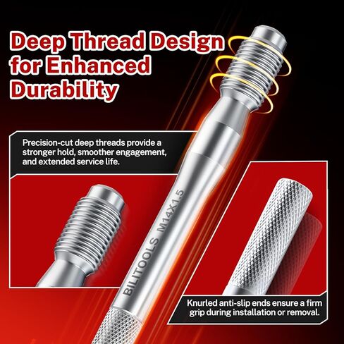 BILITOOLS 8 Piece Master Wheel Hanger Alignment Pin Set, Carbon Steel Wheel Stud Pilot Pins for Lug Bolt Vehicles, M12x1.25, M12x1.5, M14x1.25, M14x1.5 in Saudi Arabia