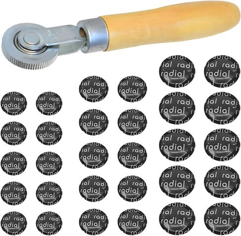 31PCS Car Tire Patch Roller Kit, 32/45/58 mm Round Vehicle Tire Puncture Repair Set with Patch Roller, Automotive Tyre Repair Stitcher Tool, Universal for Motorcycle Bike Truck in Saudi Arabia