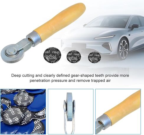31PCS Car Tire Patch Roller Kit, 32/45/58 mm Round Vehicle Tire Puncture Repair Set with Patch Roller, Automotive Tyre Repair Stitcher Tool, Universal for Motorcycle Bike Truck in Saudi Arabia