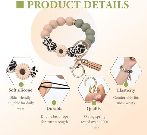 Dreamfox 6 مجموعة سيليكون مطرز سوار سلسلة المفاتيح للنساء حلقة رئيسية مطرز السوار السائبة مع شرابة جلدية بطاقات ملهمة للنساء هدايا الطرف تفضل in Kuwait