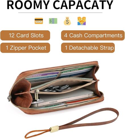 GOIACII Wallet for Women Ladies Wristlet Long Purse Zip Around Clutch RFID Blocking Vegan Leather in Saudi Arabia