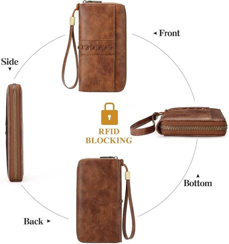 GOIACII Wallet for Women Ladies Wristlet Long Purse Zip Around Clutch RFID Blocking Vegan Leather in Saudi Arabia