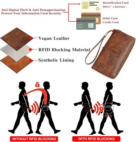 GOIACII Wallet for Women Ladies Wristlet Long Purse Zip Around Clutch RFID Blocking Vegan Leather in Saudi Arabia