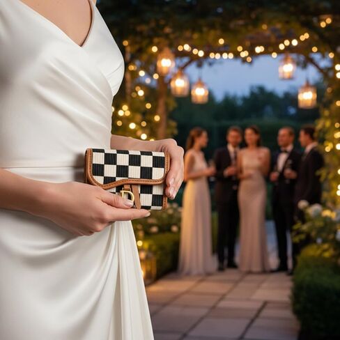 Vintage Checkered Wallet for Women,4.3x3.5x0.98inch,Compact Canvas Card Organizer with Spacious Slots, Reversible Pocket Design, Durable & Portable(EOM Sale) in Saudi Arabia
