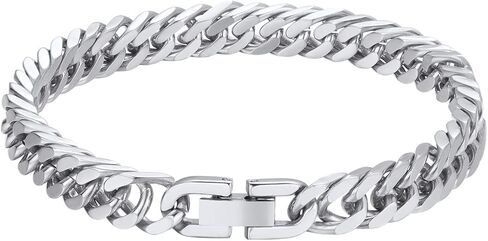 ChainsPro Miami Cuban Link Chain Bracelet for Men, 8/12/17mm, 7.5/8.3/9inch, 316L Stainless Steel/18K Gold Plated/Black Hip Hop Bracelets for Father Husband No Tarnish Bracelet- Send Gift Box in Kuwait