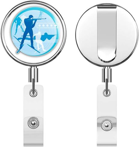 Biathlon Competition Round ID Badge Key Card Tag Holder Badge Retractable Reel Badge Holder with Belt Clip in Saudi Arabia