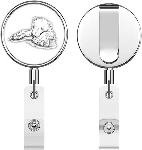 Bear Sketch Round ID Badge Key Card Tag Holder Badge Retractable Reel Badge Holder with Belt Clip in Saudi Arabia