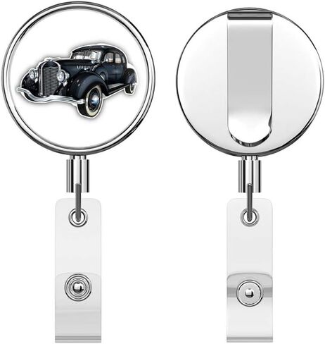 Retro Auto Round ID Badge Key Card Tag Holder Badge Retractable Reel Badge Holder with Belt Clip in Saudi Arabia