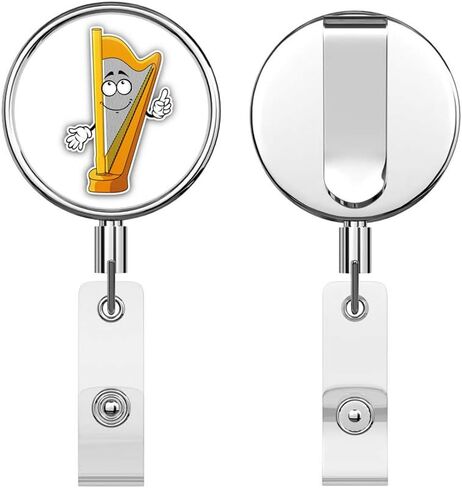Harp Smiley Round ID Badge Key Card Tag Holder Badge Retractable Reel Badge Holder with Belt Clip in Saudi Arabia