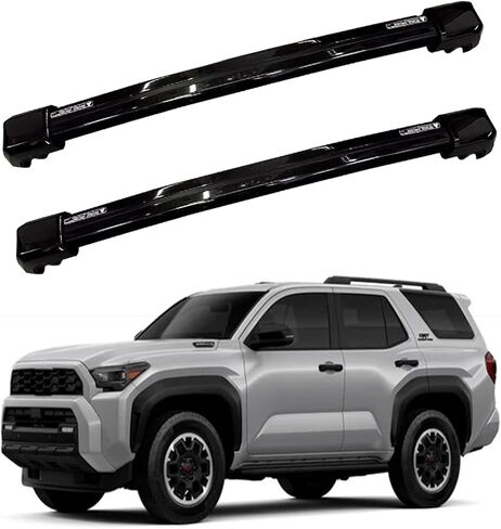 2PCS Gloss Black Cross Bar fits for Toyota 4Runner N500 2025 2026 6TH Roof Racks Luggage Racks Carrier Bars Carrier Rails Only fits Raised Style Roof Rails in Saudi Arabia