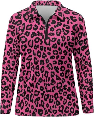 Poceacles Women's Quarter Zip Polo Collared Golf Shirt Long Sleeve 1/4 Zip Collared Athletic Tennis Shirts Workout Shirts in Saudi Arabia