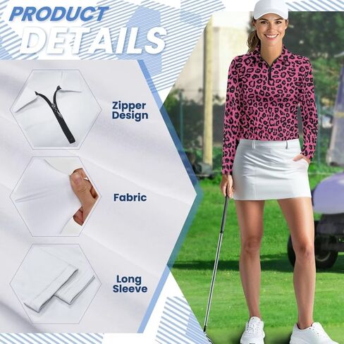 Poceacles Women's Quarter Zip Polo Collared Golf Shirt Long Sleeve 1/4 Zip Collared Athletic Tennis Shirts Workout Shirts in Saudi Arabia