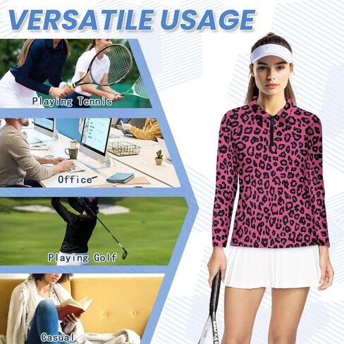 Poceacles Women's Quarter Zip Polo Collared Golf Shirt Long Sleeve 1/4 Zip Collared Athletic Tennis Shirts Workout Shirts in Saudi Arabia